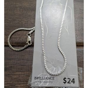 Brilliance fine jewelry Sterling Sliver square box chain necklace made in italy